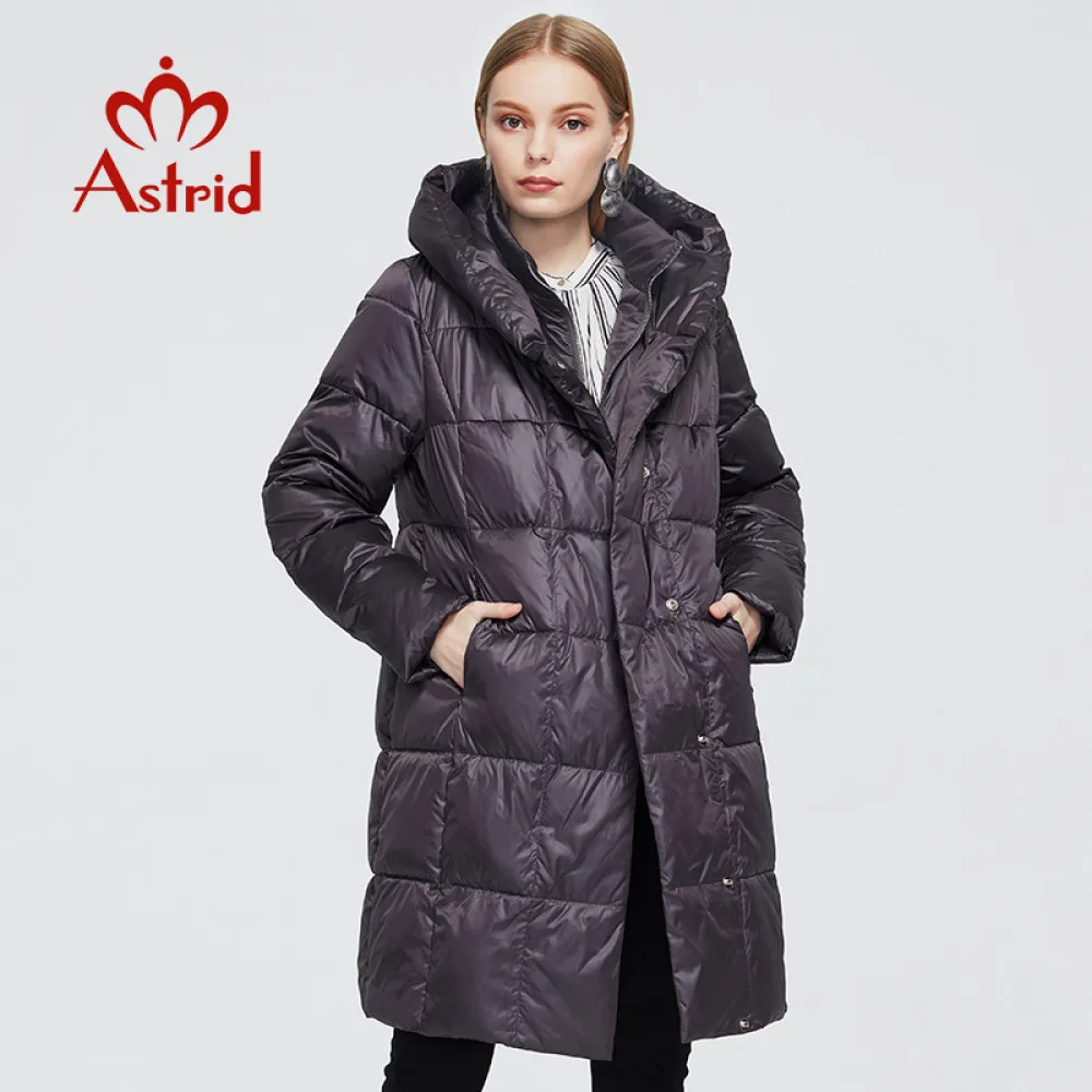 

Astrid Новинка 2021, зимнее женское пальто Astrid, Женская длинная теплая парка, модная клетчатая куртка с био-пухом и капюшоном, женская одежда, диз...