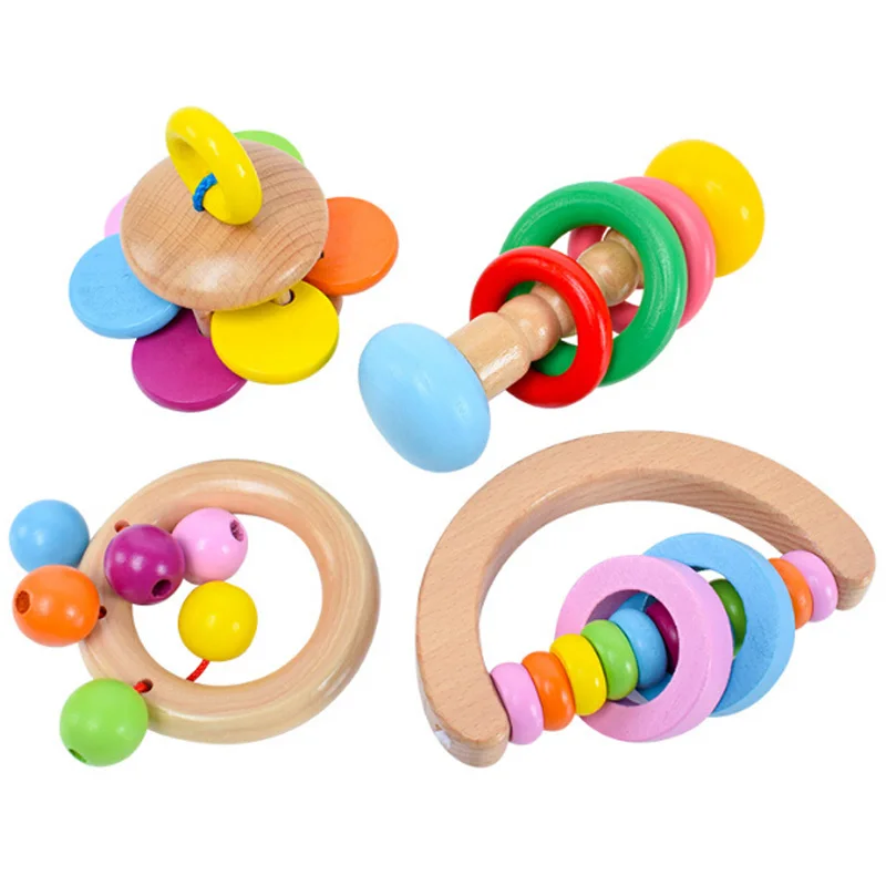 

Wood Rattle Baby Toys Newbron Bed Mobile Toy Handbell Musical Educational Instrument Toddler Teether Rattles Baby Toy 0-12 Month