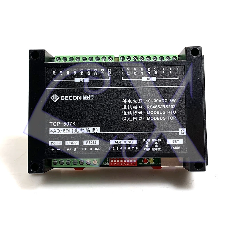 8DI 4AO аналоговый 0 10 в 4 20 мА Выход RJ45 Ethernet модуль Modbus RTU и протокол TCP связи RS485