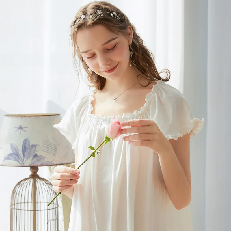 Женская ночная рубашка Housecoat хлопковый Халат с коротким рукавом женская летняя