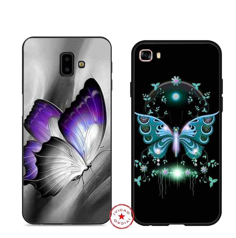 Мягкий чехол с бабочками розового и синего цвета для samsung Galaxy J8 J6 J4 A2 Core 2018 Plus Prime |