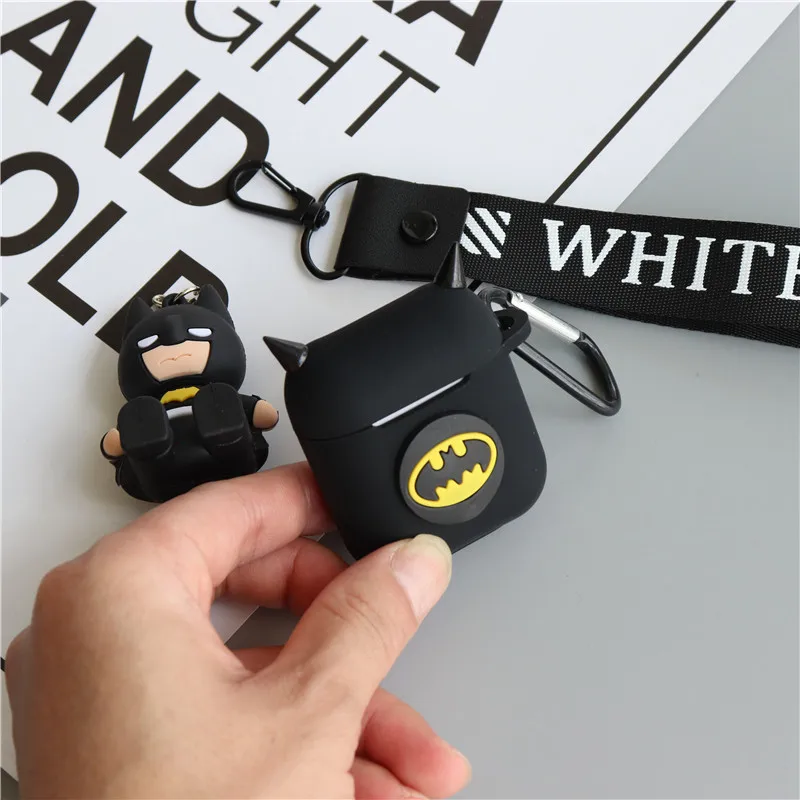 Мультфильм Superheros Bluetooth беспроводные наушники защитный чехол для Airpods Чехлы зарядная коробка с кольцом телефона ремни держатель