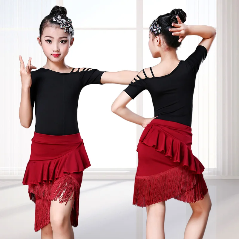 

Платье для латиноамериканских танцев, бальное платье с бахромой и кисточками, брюки, бахрома с блестками, костюм для сальсы и самбы, детский костюм для девочек ростом 110 -150 см