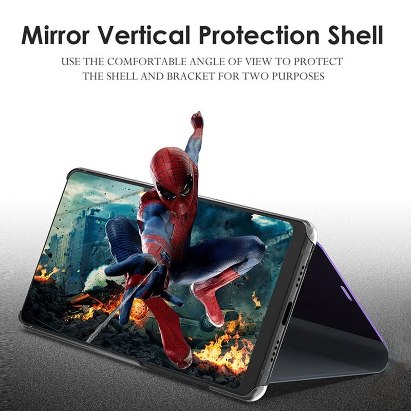 Smart Mirror View Flip Phone Case for Motorola G8 Power Lite for Moto G9 Play G8 Plus PU Leather Book Stand Cover Protect Shell
