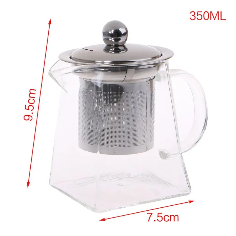 

Heat Resistant Glass Teapot With Stainless Steel Strainer Filter Infuser Tea Pot Set 350ml Clear Microwave Dishwasher Safe