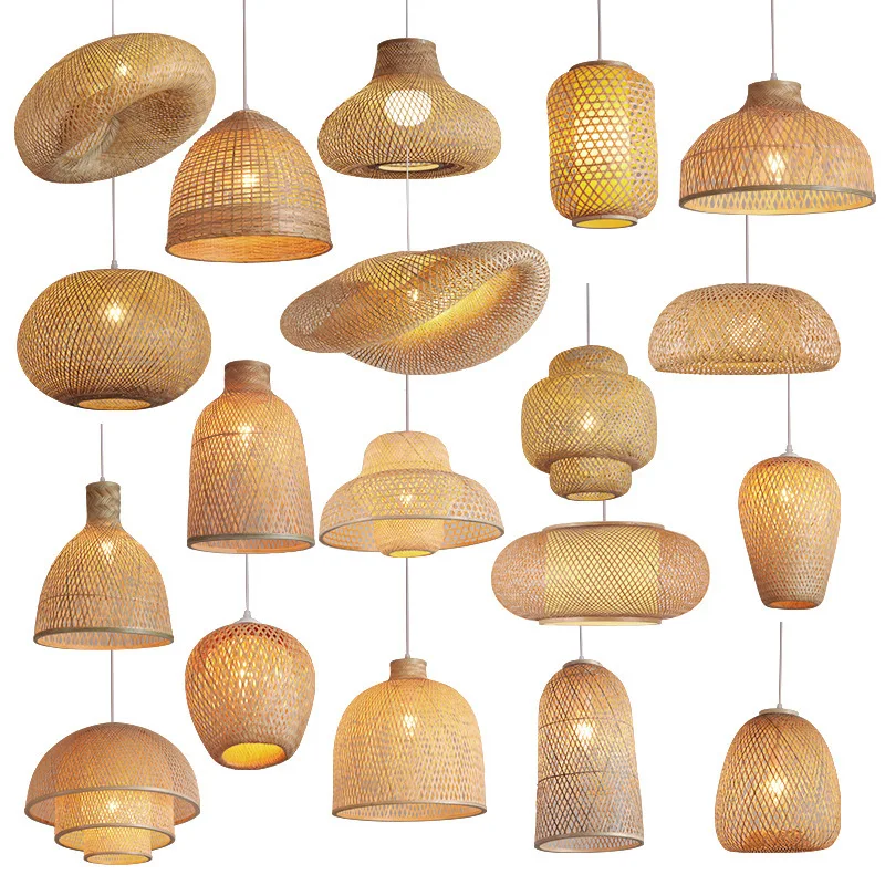 

Southeast Asia Style Rattan Bamboo Weaving Cage Pendant Lights Handwoven Wooden Pendant Light
