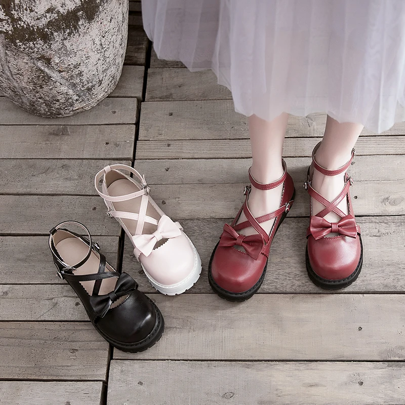 Лолита Маленькая кожаная обувь женские туфли в стиле Мэри Джейн японском Стиль