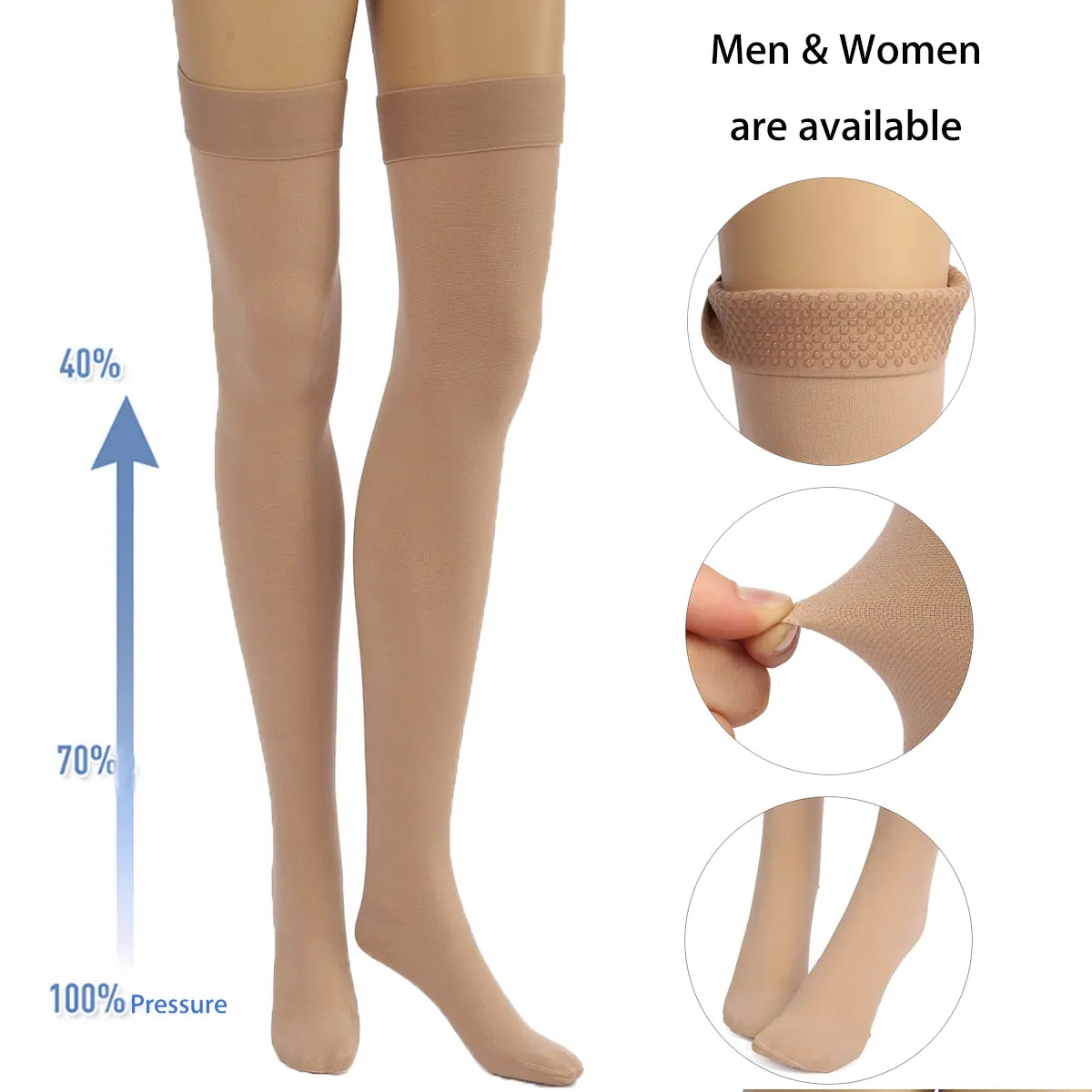 

Medical Varicose Socks Skin Color Anti Skid Compression Stocking Prevent Varicose Vein Socks Pain Relief Close Toe Decompression