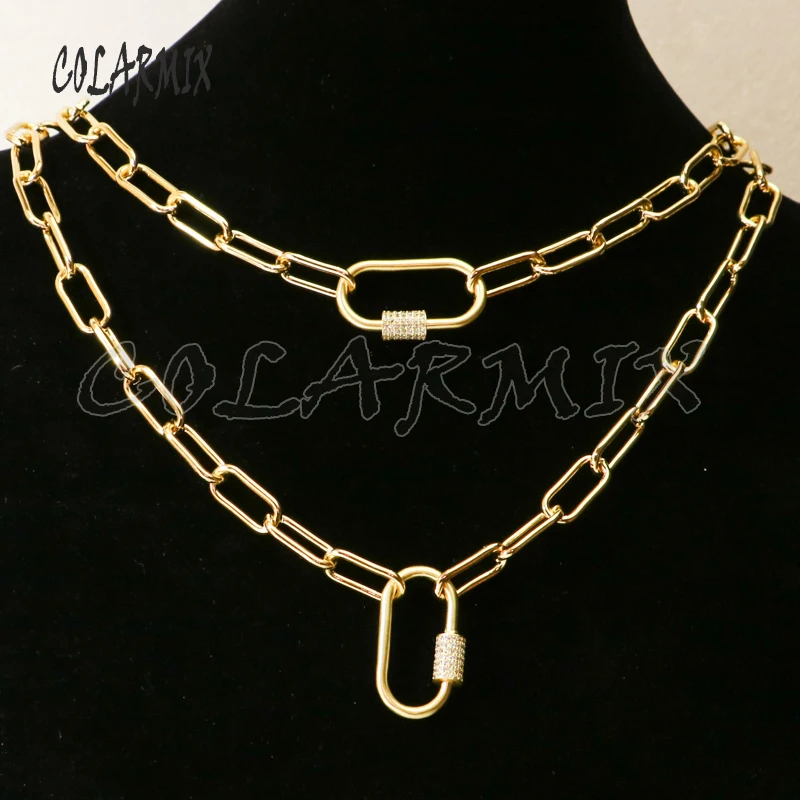 Ожерелье с овальным болтом женское модная цепочка из 5 нитей крупными звеньями