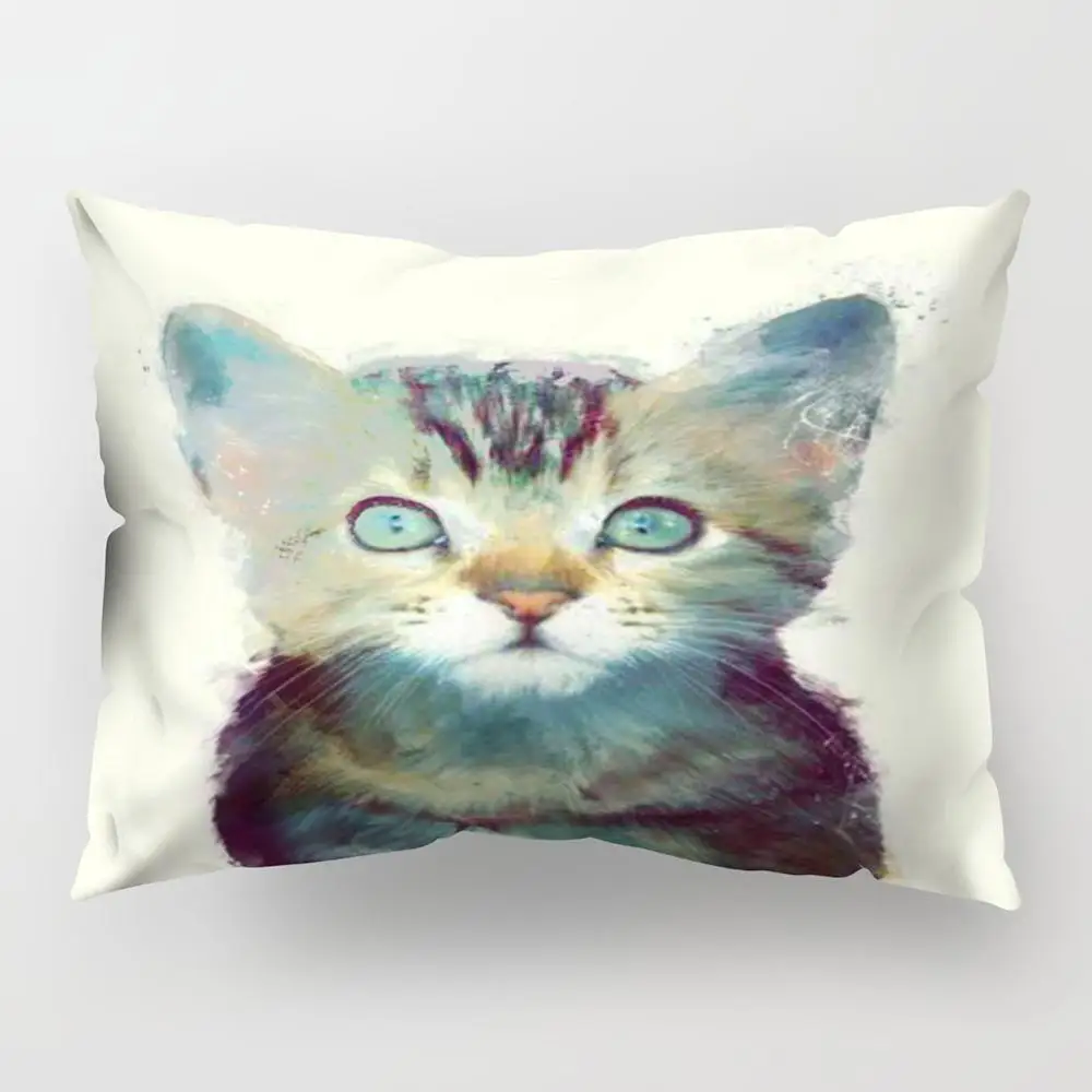 Чехол Подушка с изображением кота птицы цветов неба листьев|Подушка| |