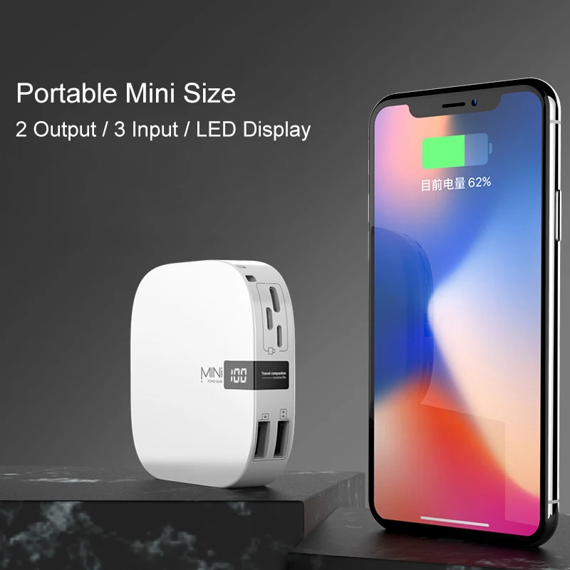 2019 уникальный дизайн 10000 мА/ч Портативный мини Размеры 3 входа двойной USB Выход