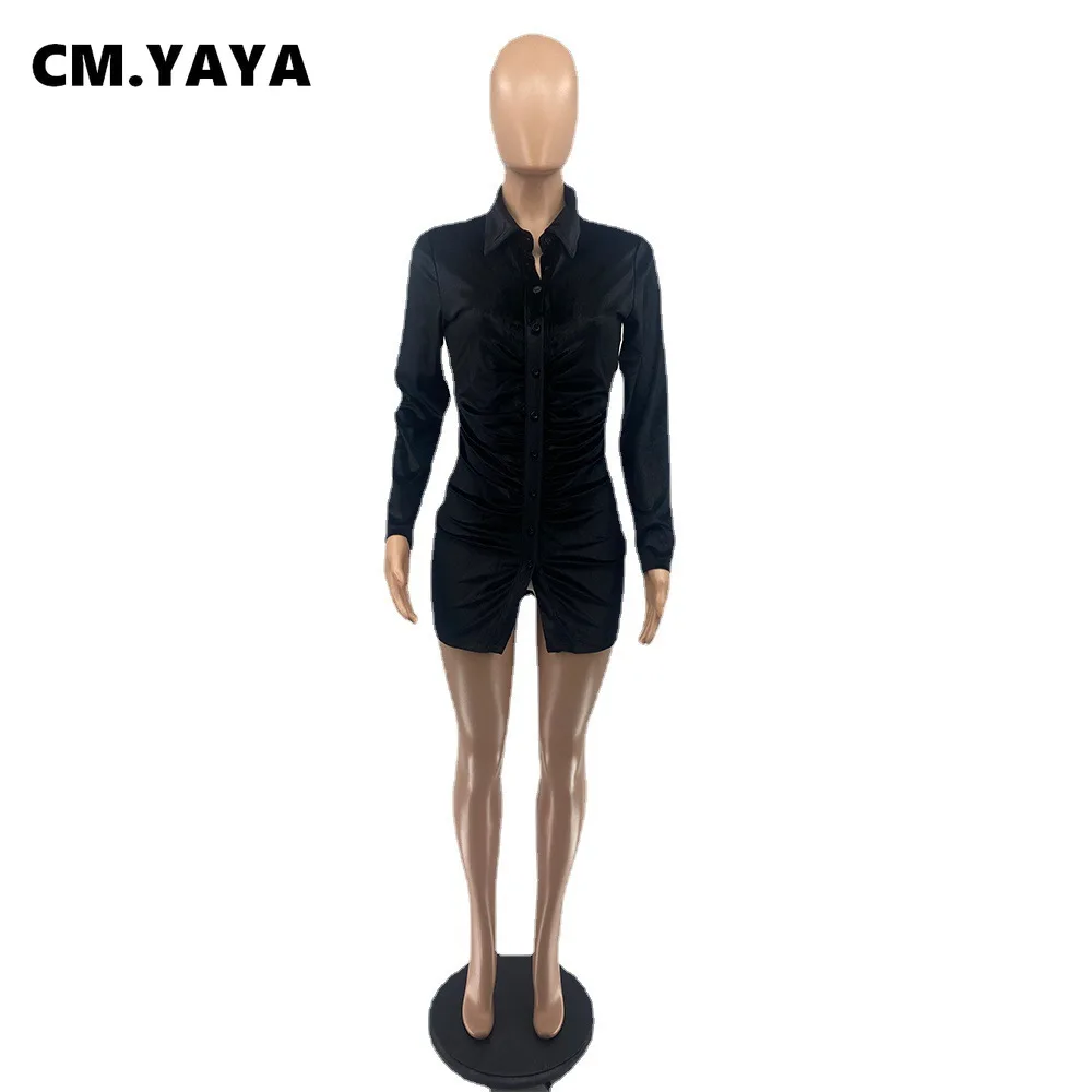 Женское бархатное платье миди CM.YAYA облегающее мини-платье с длинным рукавом