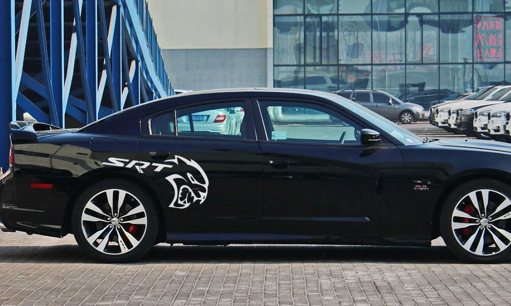 2 шт. наклейки для боковой двери автомобиля для Dodge Mopar Challenger Srt DIY Авто Виниловая пленка наклейки для стайлинга автомобиля аксессуары для тюнинга автомобиля