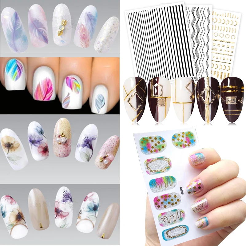 

Spring Water Nail Decal And Sticker Flower Simple Summer DIY Sliders for Manicuring Nail Art Watermark Stickers for Nails