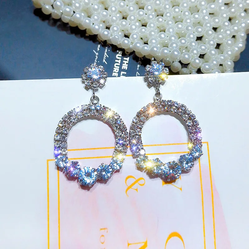 

MOFLO Post Geometric 18K Gold Plated Sparkly Rhinestone Square Earrings Shiny Bling Crystal Tear Drop Earrings