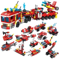 meoa c019 city fire fighting series 12in1 25 styles giant fire truck building blocks bricks fire engine airplane speedboat kits