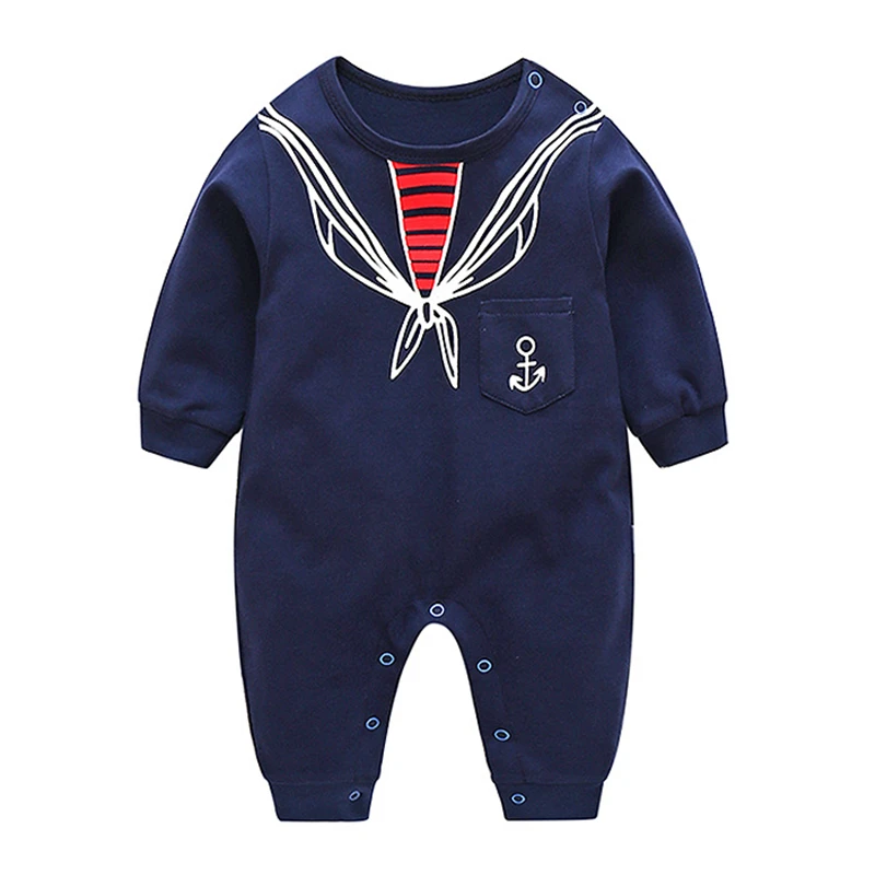 BB8-2Navy blue Комбинезоны для новорожденных с мультяшным принтом; хлопчатобумажный Детский комбинезон для малышей; пуловер для маленьких мальчиков и девочек; повседневная одежда с длинными рукавами; футболка - Цвет: BB8-2Navy blue