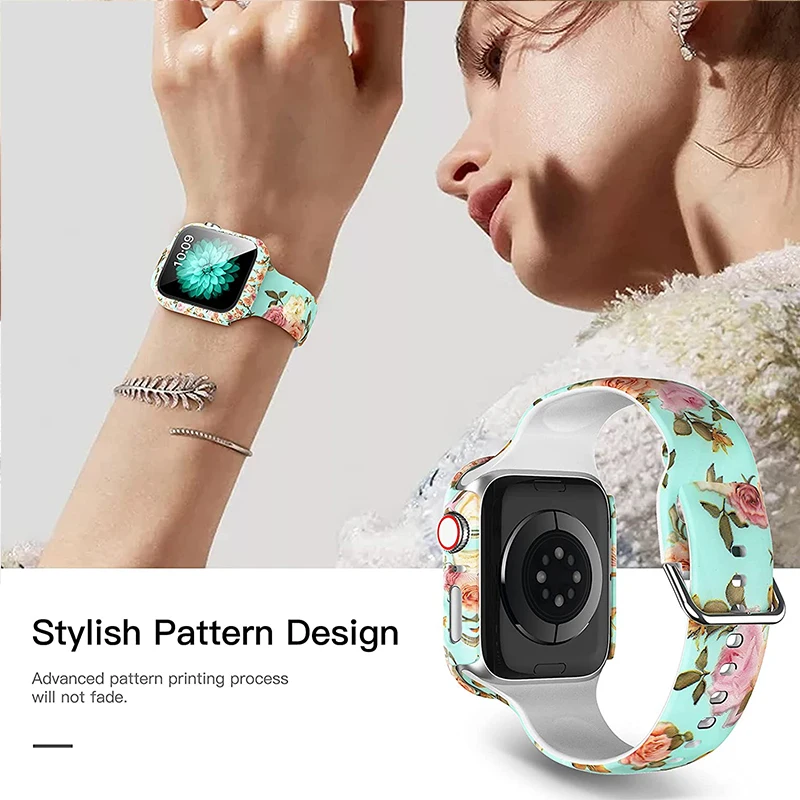 

3IN1 Tempered glass watch Case+Strap For Apple Watch 5 4 3 2 band 40mm 44mm Bracelet+Bumper For iWatch Series SE 6 5 4 38mm 42mm