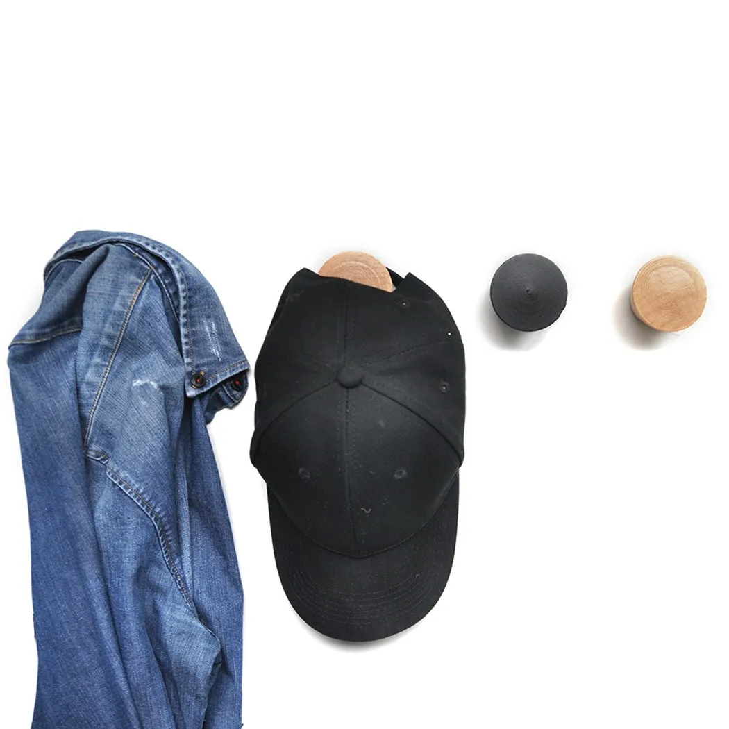 Крючок из массива дерева крючок на клейкой основе Круглый Простой настенный