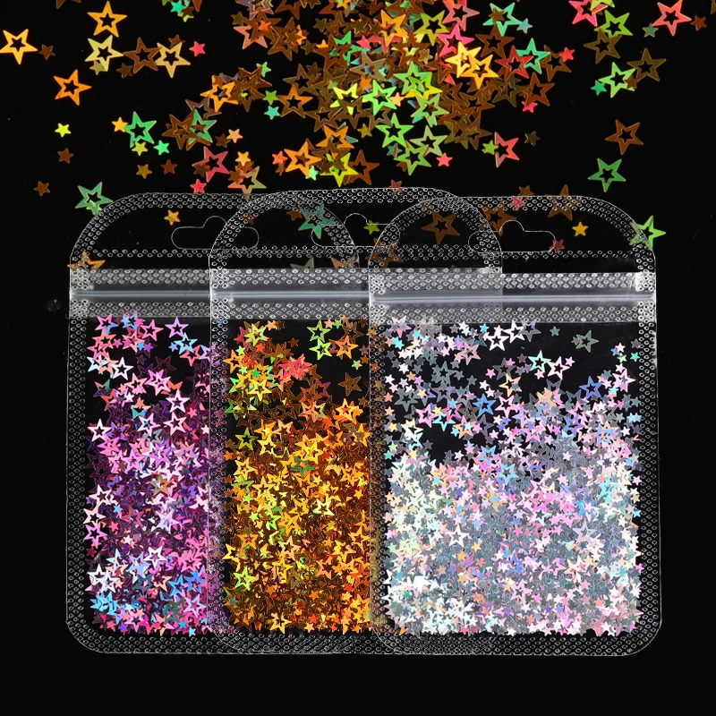 

3 Colors Ultrathin Hollow Star Sequins Nail Art Accessories Glitter Flakes Shiny Paillettes French Manicure Decorations Supplies