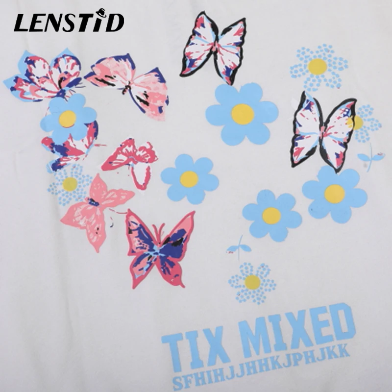 

LENSTID Men Hip Hop Pullover Hoodies Butterfly Flower Print Streetwear Harajuku Autumn Fashion Cotton Loose Hooded Sweatshirts