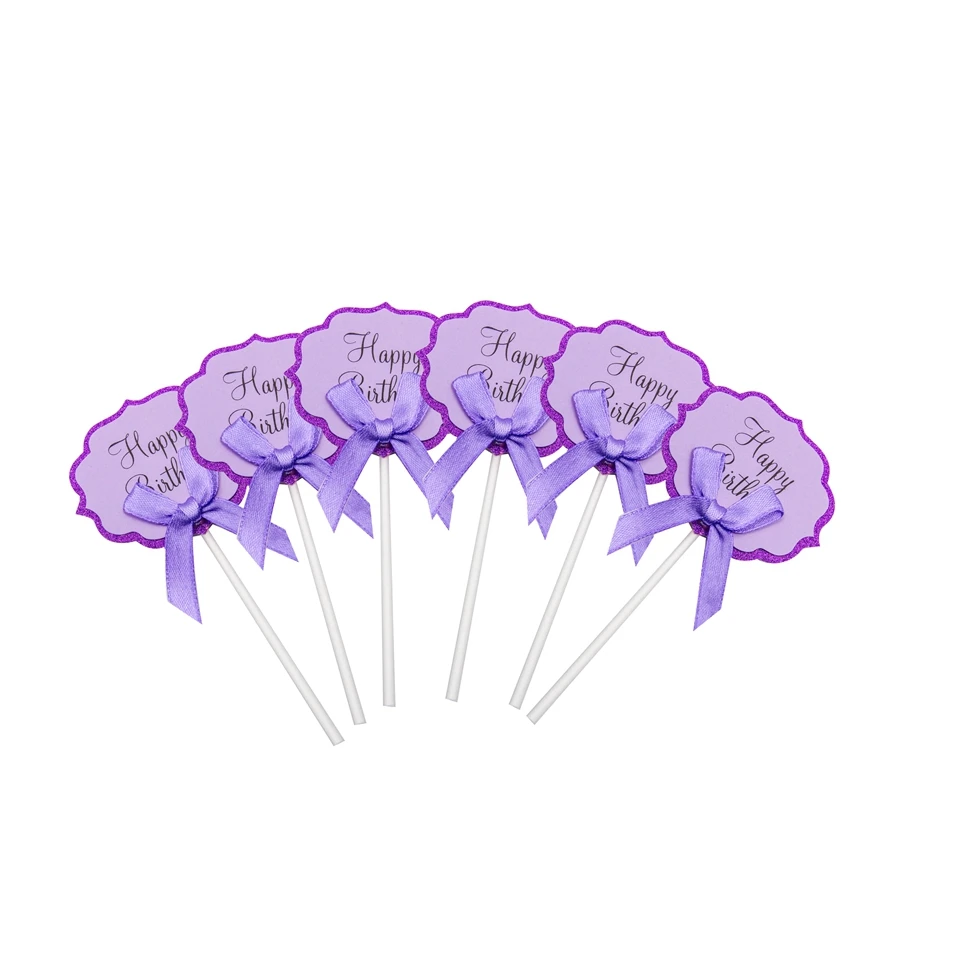purple 10 шт. счастливые топперы для торта на день рождения оформление коктейлей Топпер выбор вечерние сувениры для DIY Baby Shower/день рождения поставки - Цвет: purple