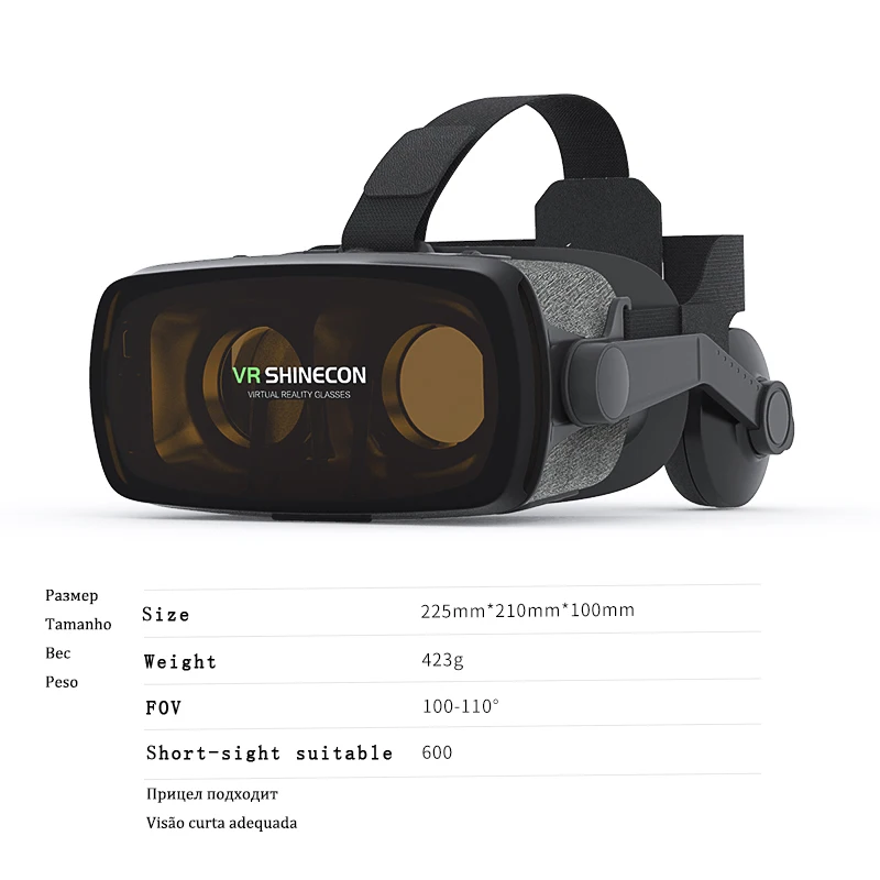 VR Shinecon Casque Viar 3D Glasses Virtual Reality Headset Helmet Goggle Lenses for Smart Phone Smartphone Video Game Binoculars