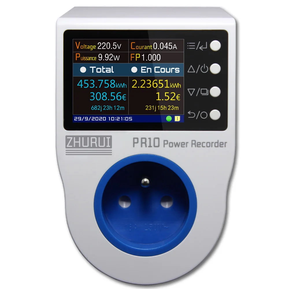 ZHURUI PR10-D FR16A (French plug, E type) / power meter/ energy meter/ measure/ alarm/ timing/ 0.1~4000w/socket meter/meteric