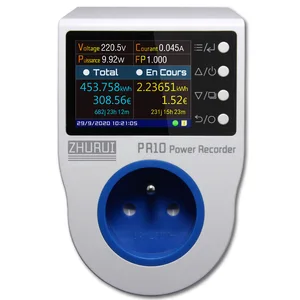 ZHURUI PR10-D FR16A (Французская вилка, тип E), измеритель мощности, измеритель энергии, будильник, таймер, 0,1  4000 Вт