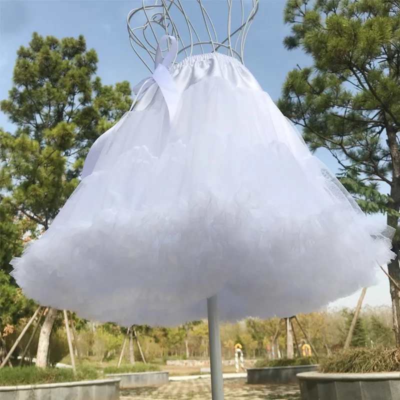 Organza Short Petticoat Lolita White Black Layered Tutu Skirt for Women Girl