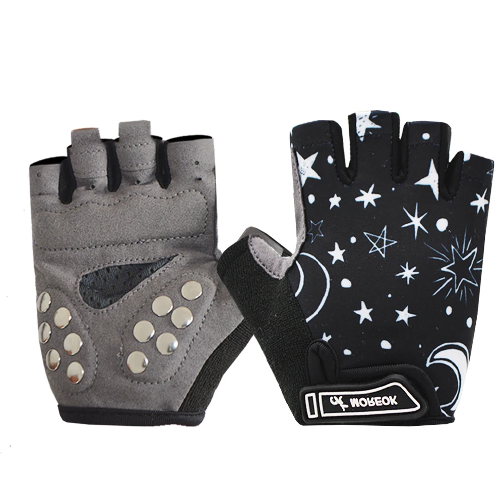 

MOREOK Breathable Protective Studs Palm Children Gloves Kids Balance Bike Cycling Skating Gloves for Boys Girls 3-12 Age
