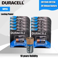 10pc new original duracell lithium battery 3v 1550mah cr123 cr 123a cr17345 16340 cr123a dry primary battery for camera meter