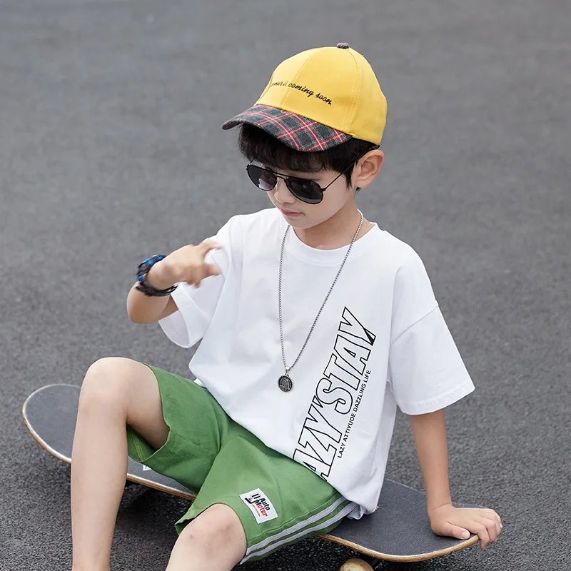 New White Spring Summer Kids Clothes Suit Baby Boys T-shirt+ Shorts 2pcs/Set Kids Teenage Top Sport Children's Day Gift Formal