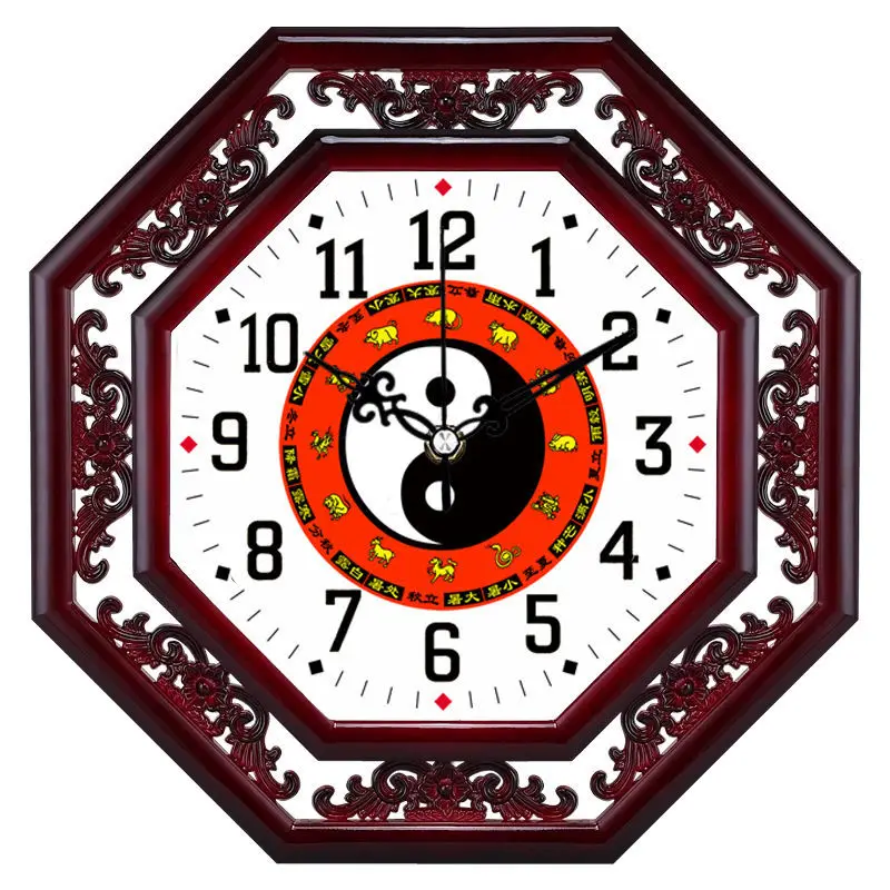 

Nordic Wooden Silent Digital Wall Clocks Decor For Living Room Needle Traditional Chinese Style Lucky Money And Evil Spirits