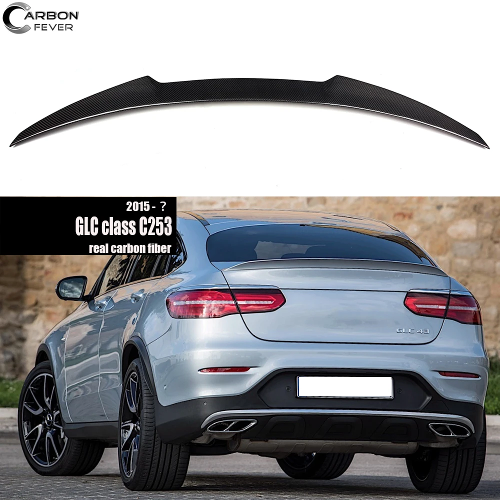 

for 2015 - 2022 GLC Class Coupe (C253) GLC43 GLC450 4Matic Carbon Fiber Rear Trunk Spoiler Car Wing UV-Cut