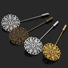 Брошь филигранная в форме цветка, бутоньерка с вырезами, основа для брошки на лацканы для свадьбы, сделай сам, 5 шт., 25 мм