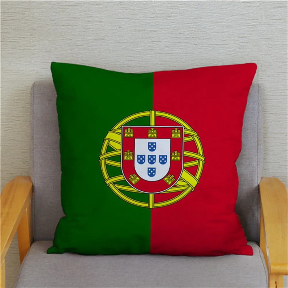 

Custom Flag Portugal Flag Print Cushion Cover Super Soft Short Plush Pillow Covers Throw Pillow Case Sofa Home Decor Pillowcase