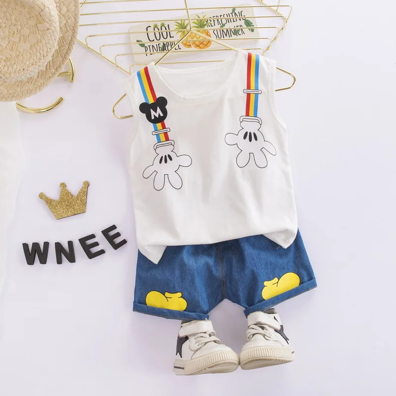 Жилет с героями мультфильмов для маленьких детей Летний Тонкий комплект из