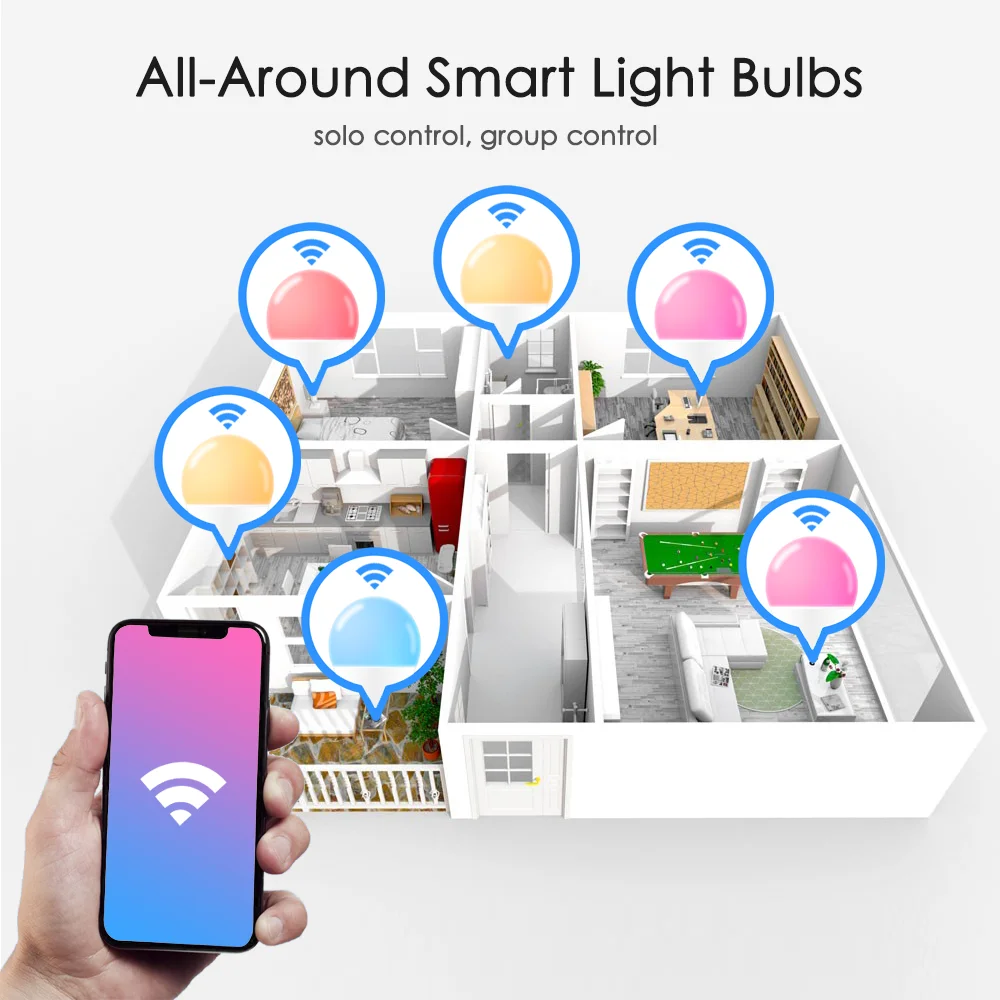15 Вт смарт-лампа RGB белый 220V волшебный светильник лампочка 110V Светодиодный E27 WiFi лампа накаливания таймер Функция работать Alexa Google Home смартфон
