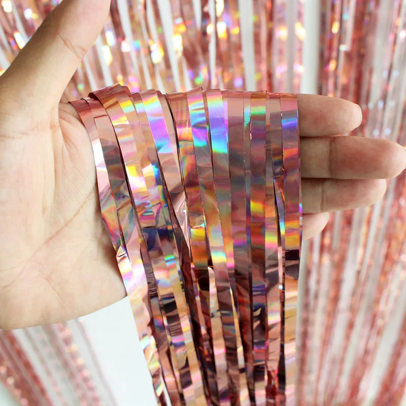 2m Tinsel Curtains 6 День Рождения Розовое золото фольга для дня рождения шары-цифры шары 6-й День Рождения украшения дети мальчик аксессуары для девушки - Цвет: 2m Tinsel Curtains