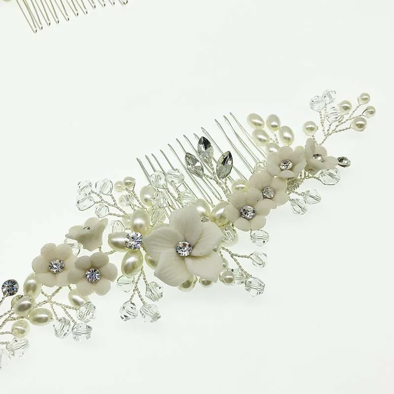 Floralbride, ручная работа, проводные стразы, Кристалл, искусственный жемчуг, цветок, свадебная тиара, повязка на голову, свадебные волосы, лоза, аксессуары для волос