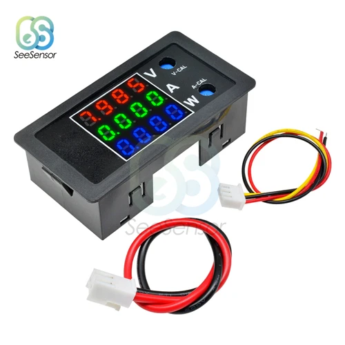 Red Green Blue DC 0-100 в 10A 1000 Вт 0,2" ЖК-дисплей 4 цифровой вольтметр Амперметр ваттметр Высокая точность Напряжение Ток измеритель мощности тестер детектор - Цвет: Red Green Blue