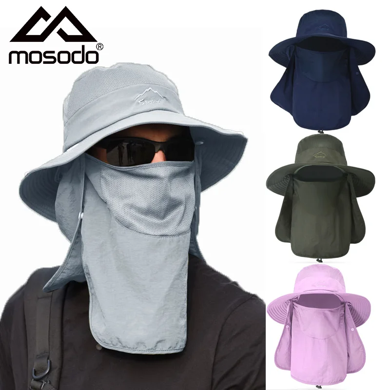 

Mosodo Face Cover Bucket Hat Summer Quick-Drying Uv Protection Sunscreen Outdoor Sport Breathable Men Women Fisherman Cap