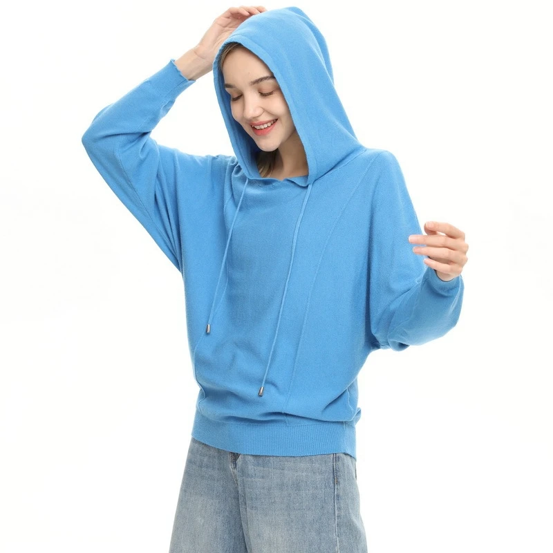 Женский свитер с капюшоном BYGOUBY Свободный Повседневный трикотажный пуловер на