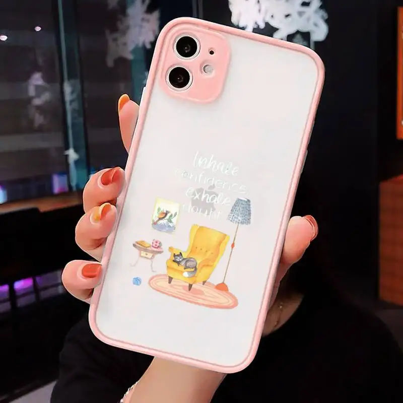 

Funny cartoon landscape girl Phone Cases Matte Transparent for iPhone 7 8 11 12 s mini pro X XS XR MAX Plus cover funda