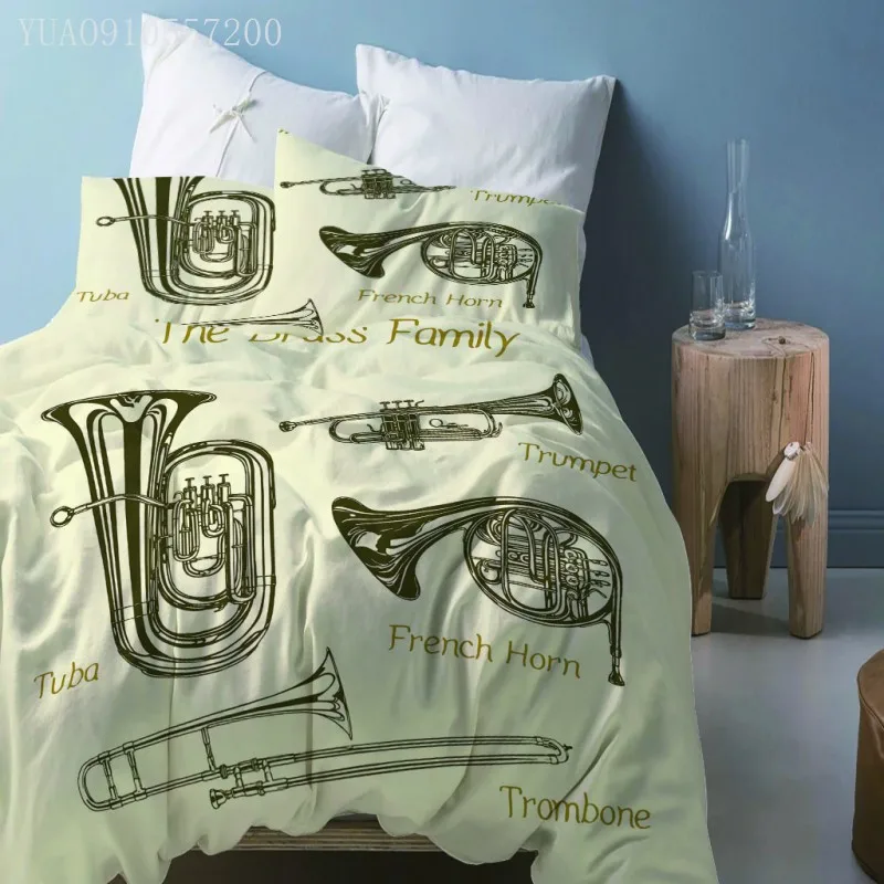 

Soft Students Bedding Set Orchestral Instrument Bedclothes with Pillowcase Cartoon Children Boys Duvet Cover Sets Dropshipping