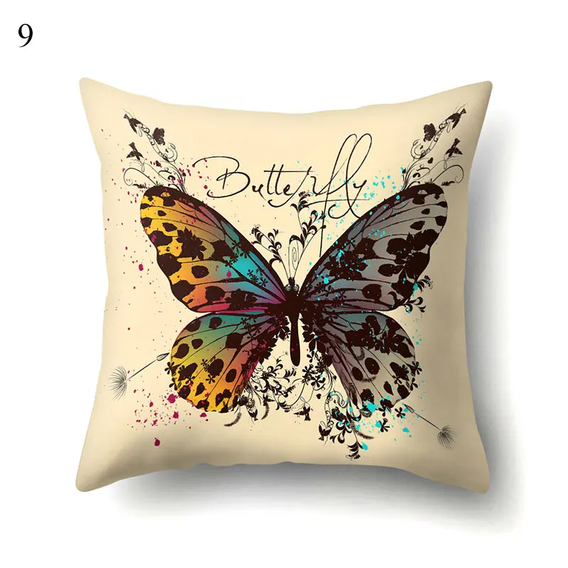 

Colorful Butterfly Printing Pillowcase Polyester Cushions Cover Soft Comfortable Throw Pillow Covers Fashion Household Supply