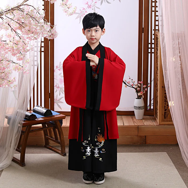 Китайский Hanfu костюмы для маленьких мальчиков комплект детей костюм в античном
