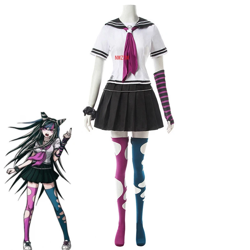 Аниме Danganronpa Mioda Ибуки Косплэй костюм Красочные Devil Рога парик для женщины
