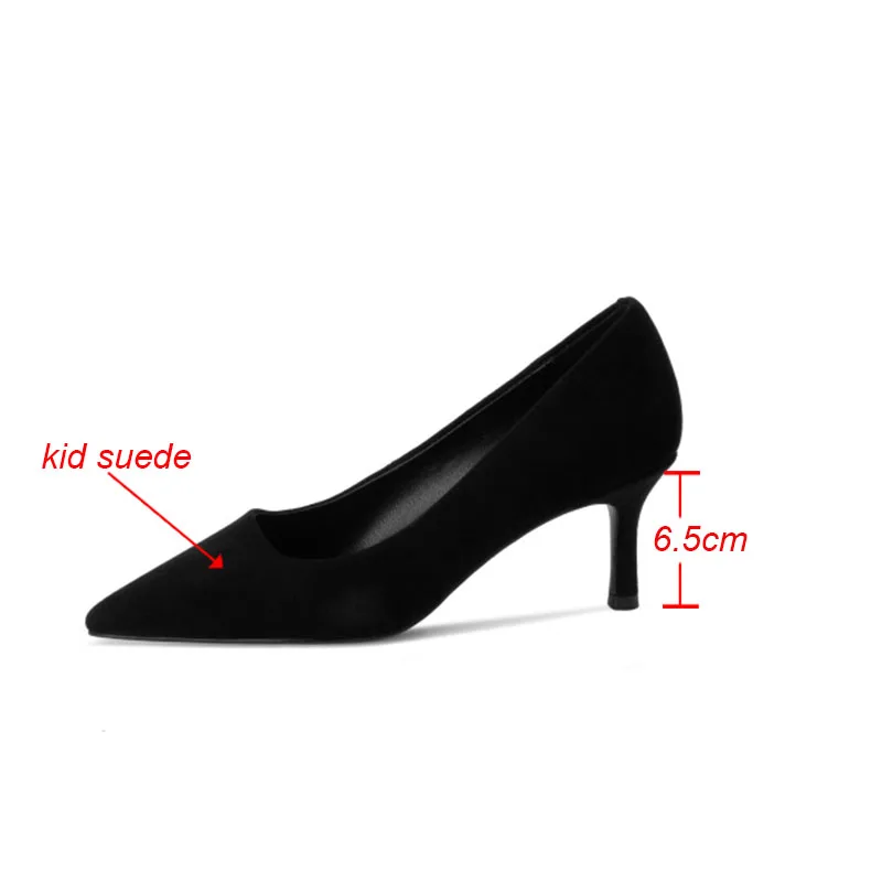 Туфли Kanseet женские на высоком каблуке модные пикантные заостренный носок замша